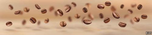 Flying coffee beans horizontal banner