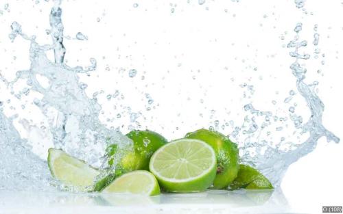 Limes with water splash