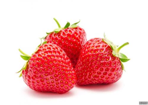 Three perfect red ripe strawberry isolated