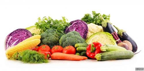 Composition with variety of fresh raw organic vegetables