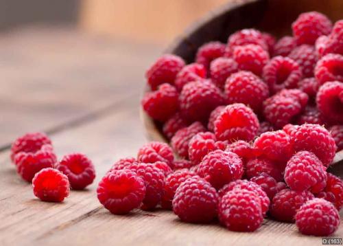 Ripe red raspberries