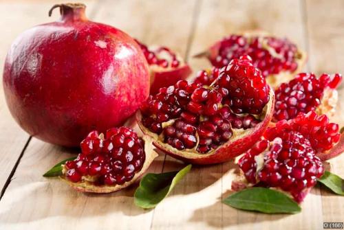 pomegranate with leafs