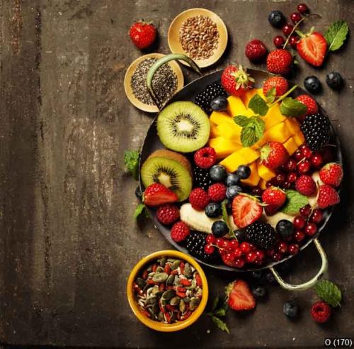 fresh fruits and berries on plate