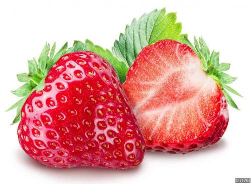 Strawberries on the white background.