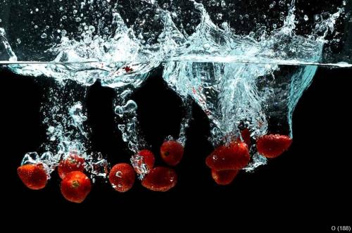 Strawberry Fruit Splash on water