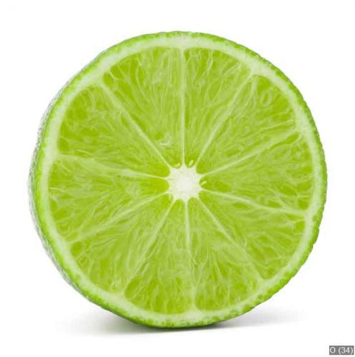 Citrus lime fruit half isolated on white background cutout