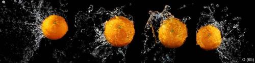 Set of fresh oranges in water splash