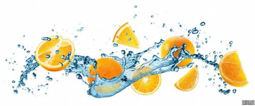 water splash with oranges on the white background