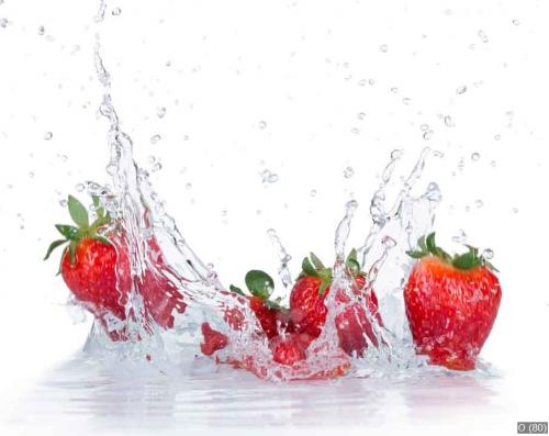 Fresh Strawberries with water splash