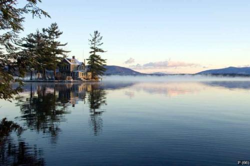 Stock Photo of a Island on with a Cottage on the Lake