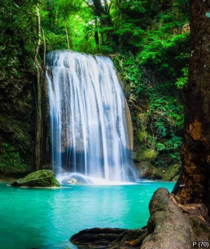 Erawan waterfall, the beautiful waterfall in forest at Erawan Na
